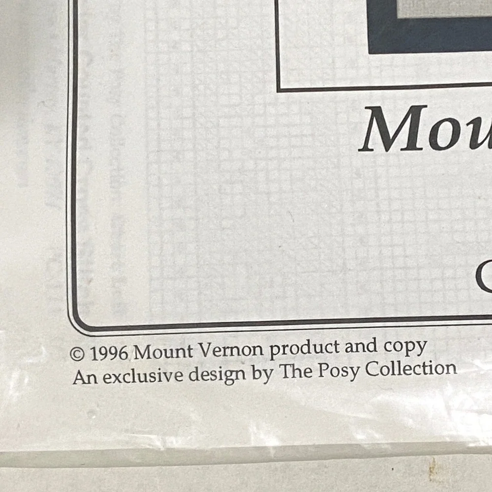 Vtg 90s Washington's Mount Vernon Mansion Shell Border Counted Cross Stitch Kit